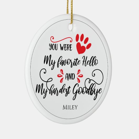 ペットパーソナライズされたの名前と引用文記念碑 セラミックオーナメント (右)