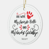 ペットパーソナライズされたの名前と引用文記念碑 セラミックオーナメント (左)