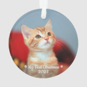ペットパーソナライズされたの子猫フォトキャット初めてのクリスマス オーナメント (裏面)