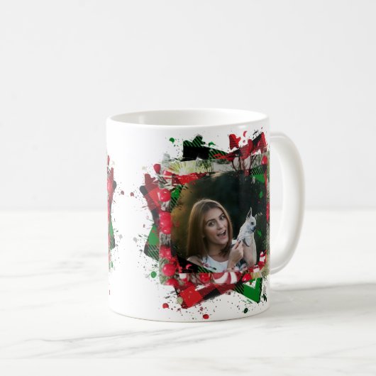 ペットパーソナライズされたの家族の写真のクリスマス コーヒーマグカップ (正面右)