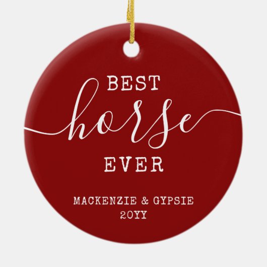 ペットパーソナライズされたの最高の馬の名前と写真 セラミックオーナメント (裏面)