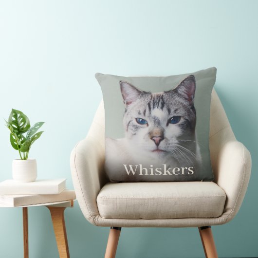 ペットパーソナライズされたの猫の名前と写真のカスタム クッション (椅子)