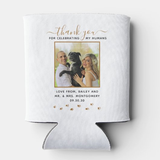 ペットパーソナライズされたの結婚写真ありがとう 缶クーラー (裏面)