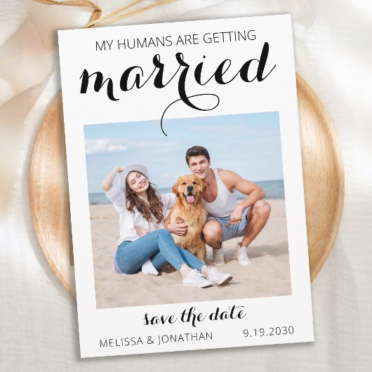 ペットパーソナライズされたの結婚犬のシンプル写真 セーブザデート