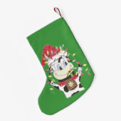 ペットパーソナライズされたの緑のクリスマスストッキング スモールクリスマスストッキング (裏面 (吊り時))