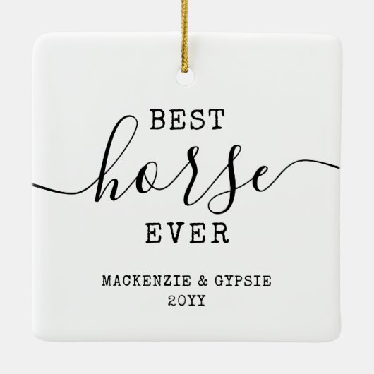 ペットパーソナライズされたの馬の写真 セラミックオーナメント (裏面)