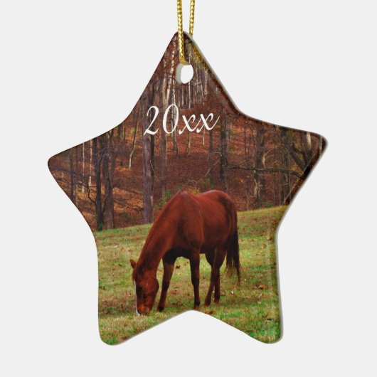 ペットパーソナライズされたまたは馬の写真年のクリスマス セラミックオーナメント (左)