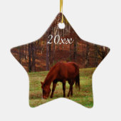 ペットパーソナライズされたまたは馬の写真年のクリスマス セラミックオーナメント (裏面)