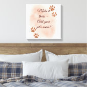 ペットパーソナライズされたウォールアートエレガント- Paw Print Desi キャンバスプリント (インサイチュ (寝室))