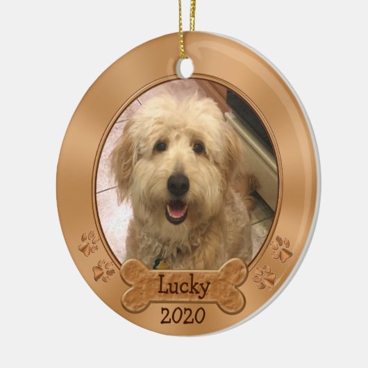 ペットパーソナライズされたオーナメントあなたの2枚の写真， 2文字 セラミックオーナメント (左)