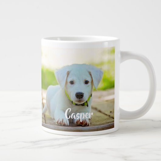 ペットパーソナライズされたカスタムの写真 ジャンボコーヒーマグカップ (右)