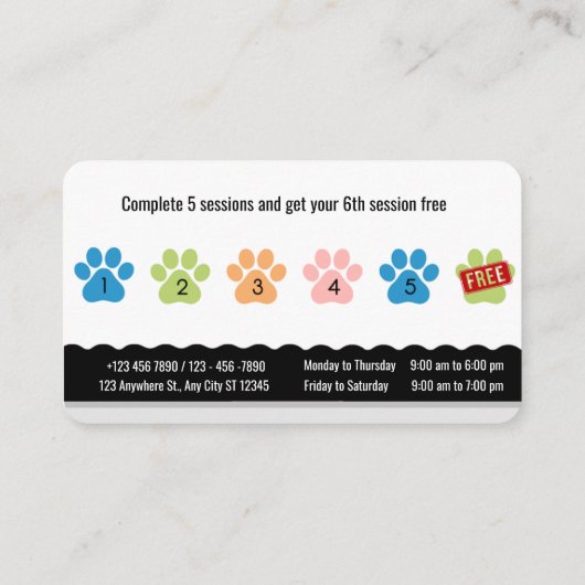 ペットパーソナライズされたグルーミングロイヤリティカード 名刺 (裏面)