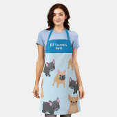 ペットパーソナライズされたトリマーブルーフランスのブルドッグ エプロン (着用した状態)