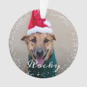 ペットパーソナライズされたドッグパピーホリデーフォト オーナメント (正面)