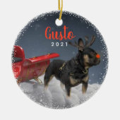ペットパーソナライズされたドッグパピーホリデーフォト セラミックオーナメント (正面)