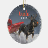 ペットパーソナライズされたドッグパピーホリデーフォト セラミックオーナメント (左)