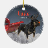 ペットパーソナライズされたドッグパピーホリデーフォト セラミックオーナメント (裏面)