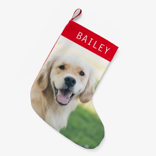 ペットパーソナライズされたドッグ写真名クリスマスストッキング スモールクリスマスストッキング (正面 (吊り時))