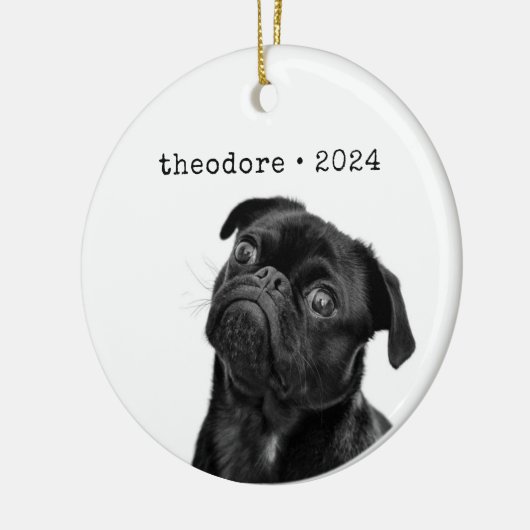 ペットパーソナライズされたドッグ写真名記念クリスマス セラミックオーナメント (左)