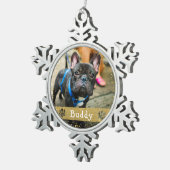 ペットパーソナライズされたドッグ写真 スノーフレークピューターオーナメント (右)