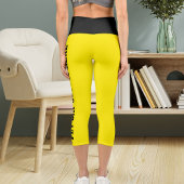 ペットパーソナライズされたネコ引用文オンブラックブライトイエロー カプリレギンス