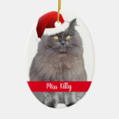 ペットパーソナライズされたネコ犬のクリスマス セラミックオーナメント (正面)