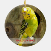 ペットパーソナライズされたバードフォト&クリスマスツリーの名前 セラミックオーナメント (裏面)