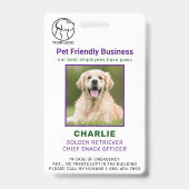 ペットパーソナライズされたビジネス従業員犬写真ID Ba バッジ (正面)