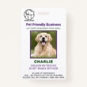 ペットパーソナライズされたビジネス従業員犬写真ID Ba バッジ (正面)