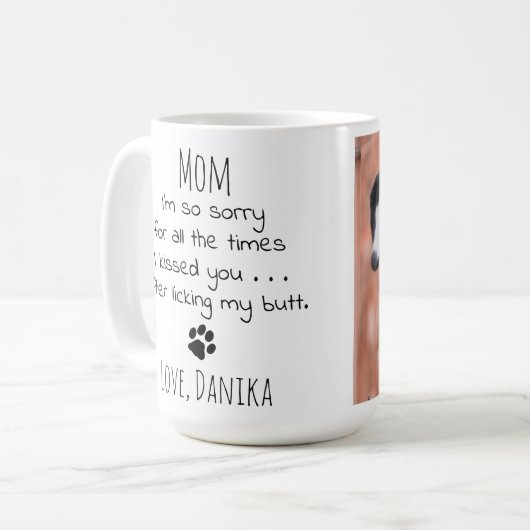ペットパーソナライズされたフォトおもしろい犬ママ コーヒーマグカップ (正面左)