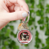 ペットパーソナライズされたフォトキャンディーケーンレッドストライプ キーホルダー (手)