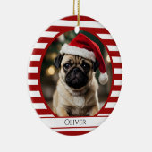ペットパーソナライズされたフォトキャンディーケーンレッドストライプ セラミックオーナメント (右)
