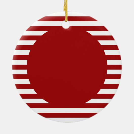 ペットパーソナライズされたフォトキャンディーケーンレッドストライプ セラミックオーナメント (裏面)