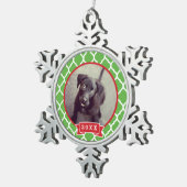 ペットパーソナライズされたフォトキープサケオーナメント スノーフレークピューターオーナメント (右)