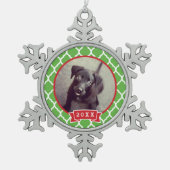 ペットパーソナライズされたフォトキープサケオーナメント スノーフレークピューターオーナメント (正面)