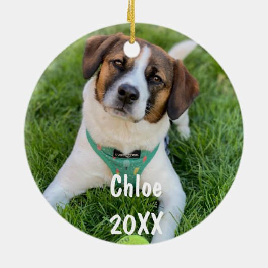 ペットパーソナライズされたフォトクリスマスツリーオーナメント セラミックオーナメント (裏面)