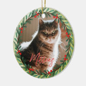 ペットパーソナライズされたフォトクリスマスパターン セラミックオーナメント (左)