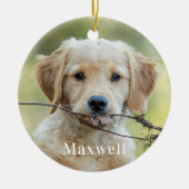 ペットパーソナライズされたフォトクリスマス セラミックオーナメント (正面)