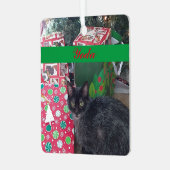 ペットパーソナライズされたフォトグリーンレッドシンプル メタルオーナメント (正面左)