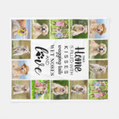 ペットパーソナライズされたフォトコラージュ犬の恋人 フリースブランケット (正面(横))