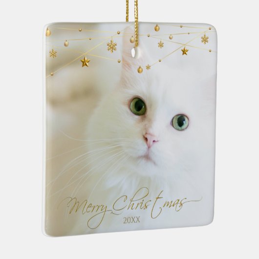 ペットパーソナライズされたフォトゴールデンクリスマススクリプト セラミックオーナメント (右)