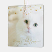 ペットパーソナライズされたフォトゴールデンクリスマススクリプト セラミックオーナメント (左)