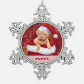 ペットパーソナライズされたフォトスノーフレーク額縁オーナメント スノーフレークピューターオーナメント (正面)