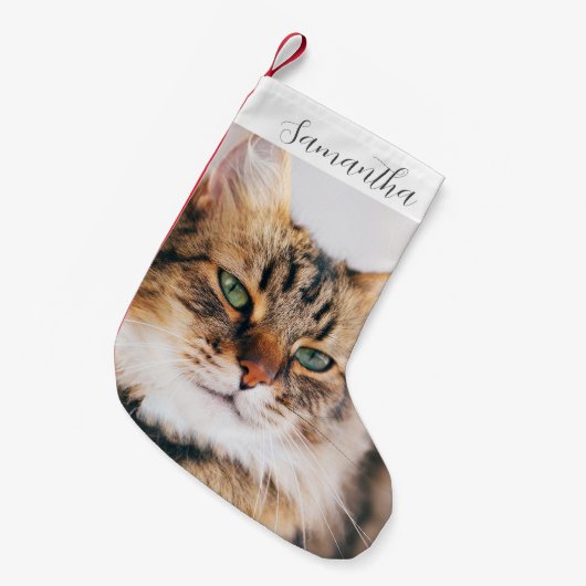 ペットパーソナライズされたフォトスモールクリスマスストッキング スモールクリスマスストッキング (正面 (吊り時))