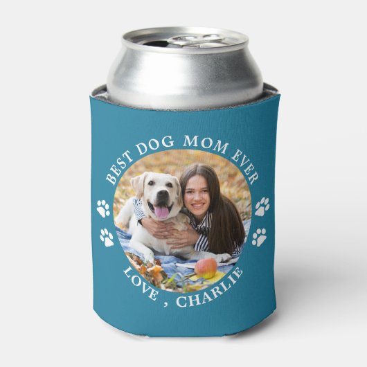 ペットパーソナライズされたフォトトレンディードッグ最高のママ 缶クーラー (缶正面)