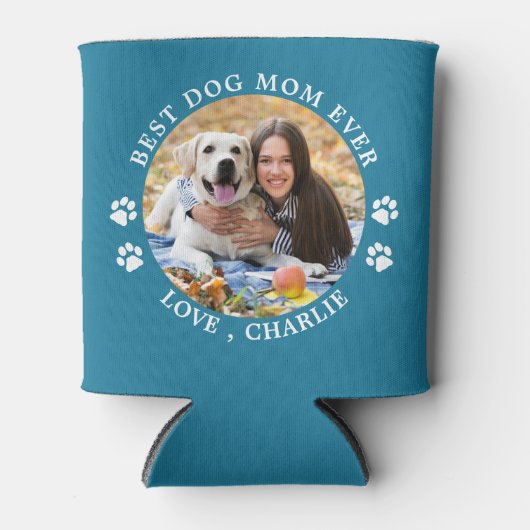 ペットパーソナライズされたフォトトレンディードッグ最高のママ 缶クーラー (正面)