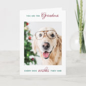 ペットパーソナライズされたフォトドッグおばあちゃんメリークリスマス シーズンカード (正面)