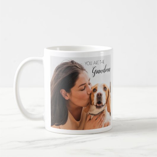 ペットパーソナライズされたフォトドッグおばあちゃん母 コーヒーマグカップ (左)