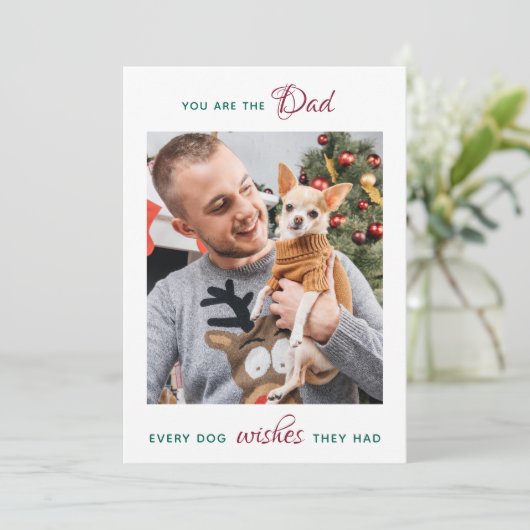  ペットパーソナライズされたフォトドッグパパメリークリスマスH シーズンカード (スタンド正面)