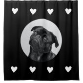 ペットパーソナライズされたフォトパグ犬シャワーカーテン シャワーカーテン (正面)
